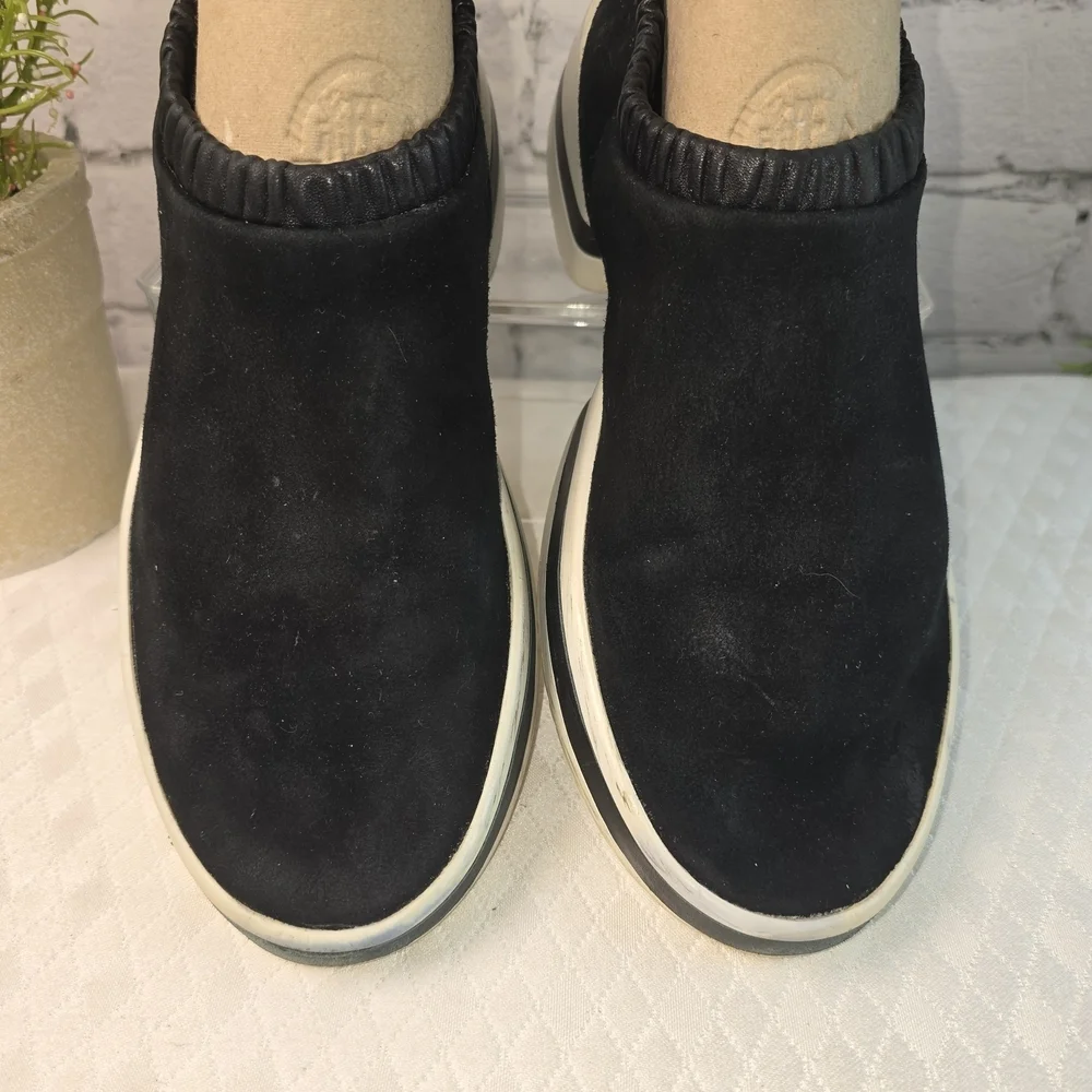 STUART WEITZMAN SLIP-ON BLACK SUEDE SOCK SNEAKER RUCHED ANKLE CHUNKY SOLE 7